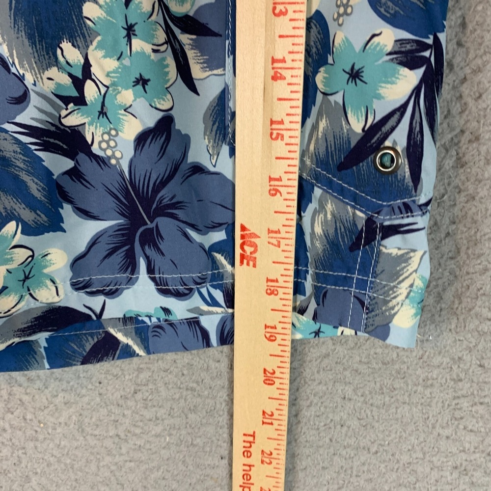 J Crew Flex Swimwear Trunks Mens 33 Blue Hawaiian Floral Lined - Picture 2 of 12